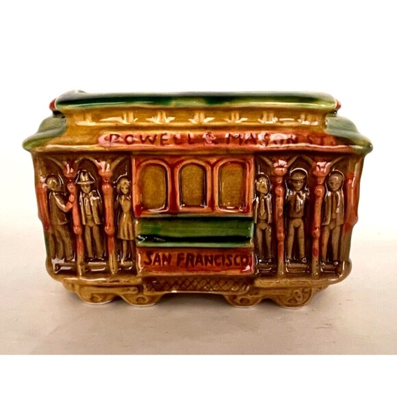 San Francisco Trolley Cable Car 514 Powell & Hyde/Mason Ceramic Planter - Picture 2 of 11
